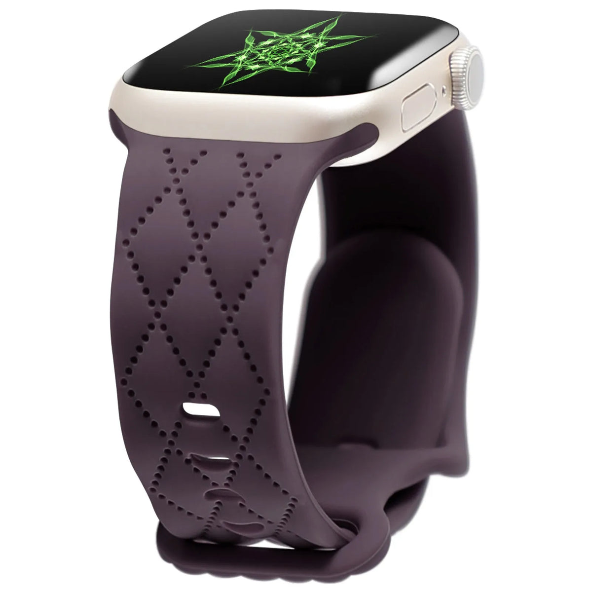 Silicone Apple Watch strap with butterfly buckle, shown in black, 38/40/41mm size