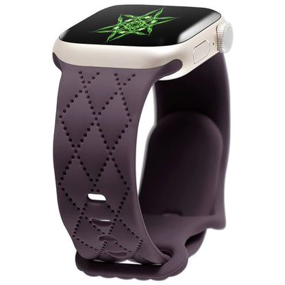 Silicone Apple Watch strap with butterfly buckle, shown in black, 38/40/41mm size