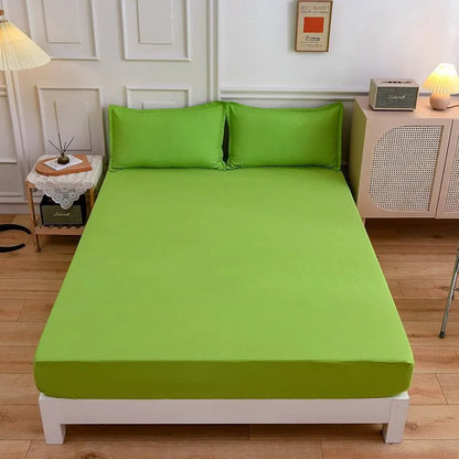 Cotton bed sheets fitted sheet and pillowcase set in various colour options for standard mattress sizes