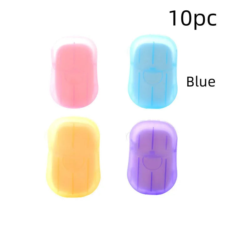 Disposable hand soap paper sheets showing 3.6x5.6cm size and multiple colour options