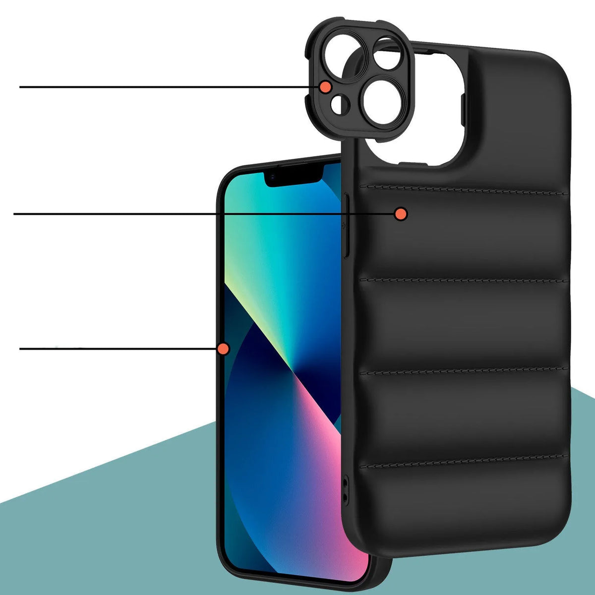 Solid colour TPU protective phone case for iPhone Pro Max and 6.1-inch models on a white background.