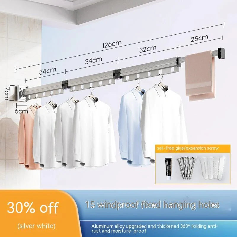 Aluminium suction cup folding clothes hanger with retractable drying rack