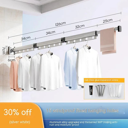 Aluminium suction cup folding clothes hanger with retractable drying rack