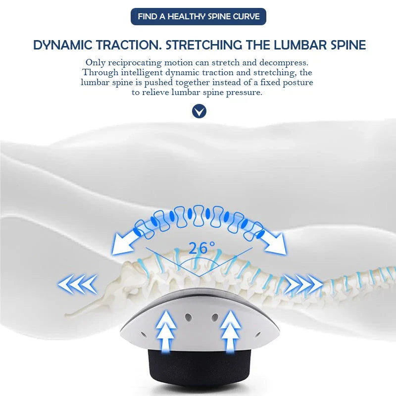 Premium lumbar support massage device with intelligent traction, heat therapy, and vibration massage functions for relieving back pain and muscle fatigue