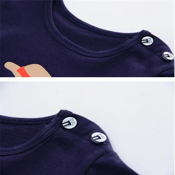 Cotton cartoon baby clothing sets for boys and girls with playful patterns