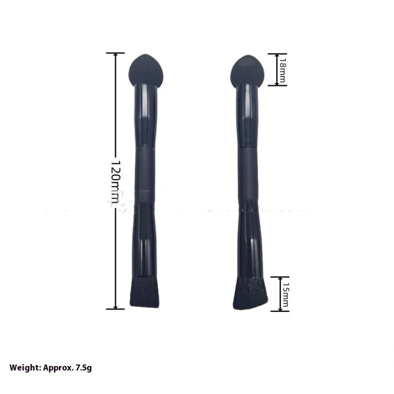 Black sponge stick concealer brush with wooden handle and tapered tip for dark circle coverage