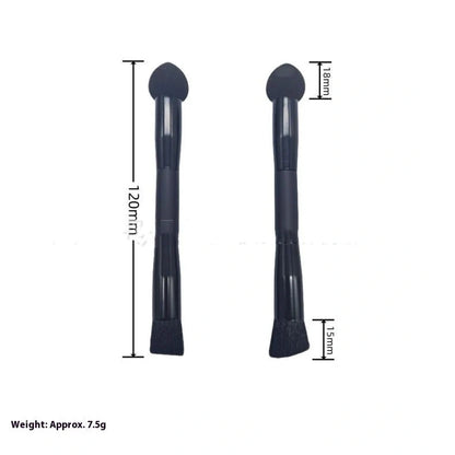 Black sponge stick concealer brush with wooden handle and tapered tip for dark circle coverage