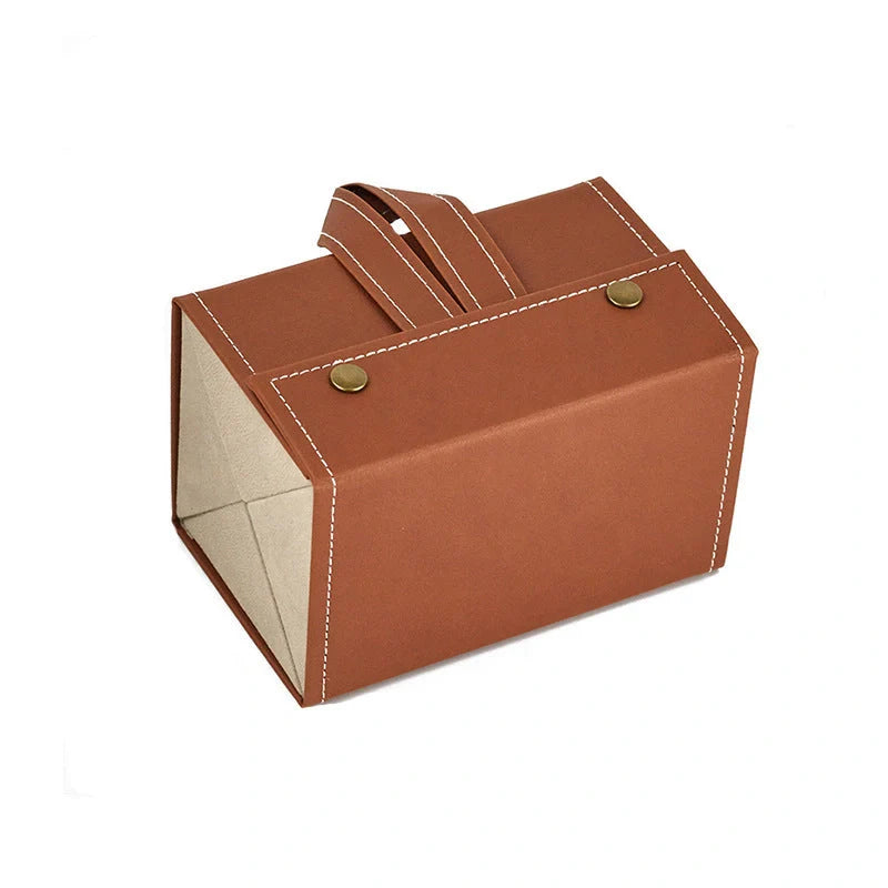 Foldable PU leather sunglasses and eyeglasses travel organiser case in black and brown