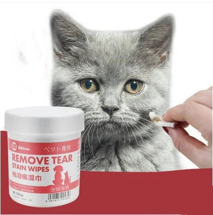 Premium cat grooming wipes for removing tear stains and facial impurities