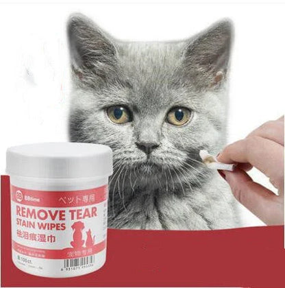 Premium cat grooming wipes for removing tear stains and facial impurities