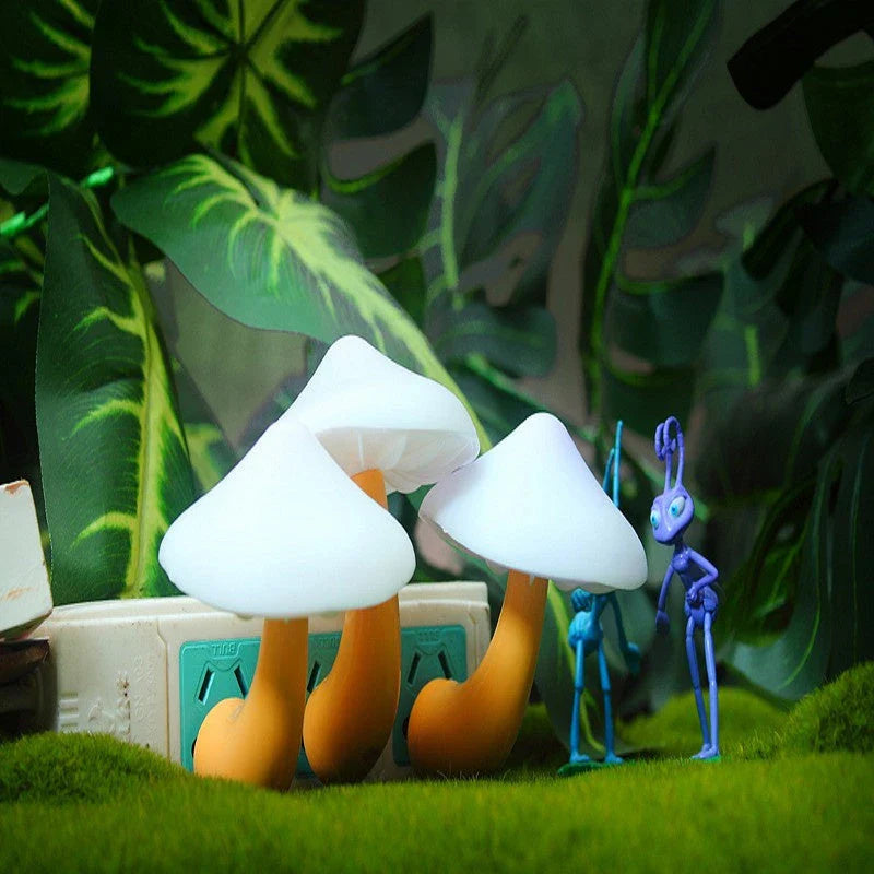 Dimmable mushroom-shaped LED night light with sensor - provides warm white glow for bedroom, nursery, and home decor