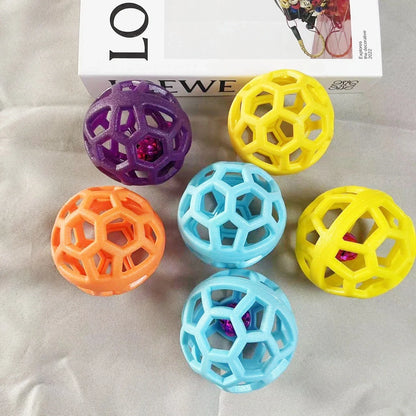 TPR dog chew ball toy in various colours for interactive play and dental health