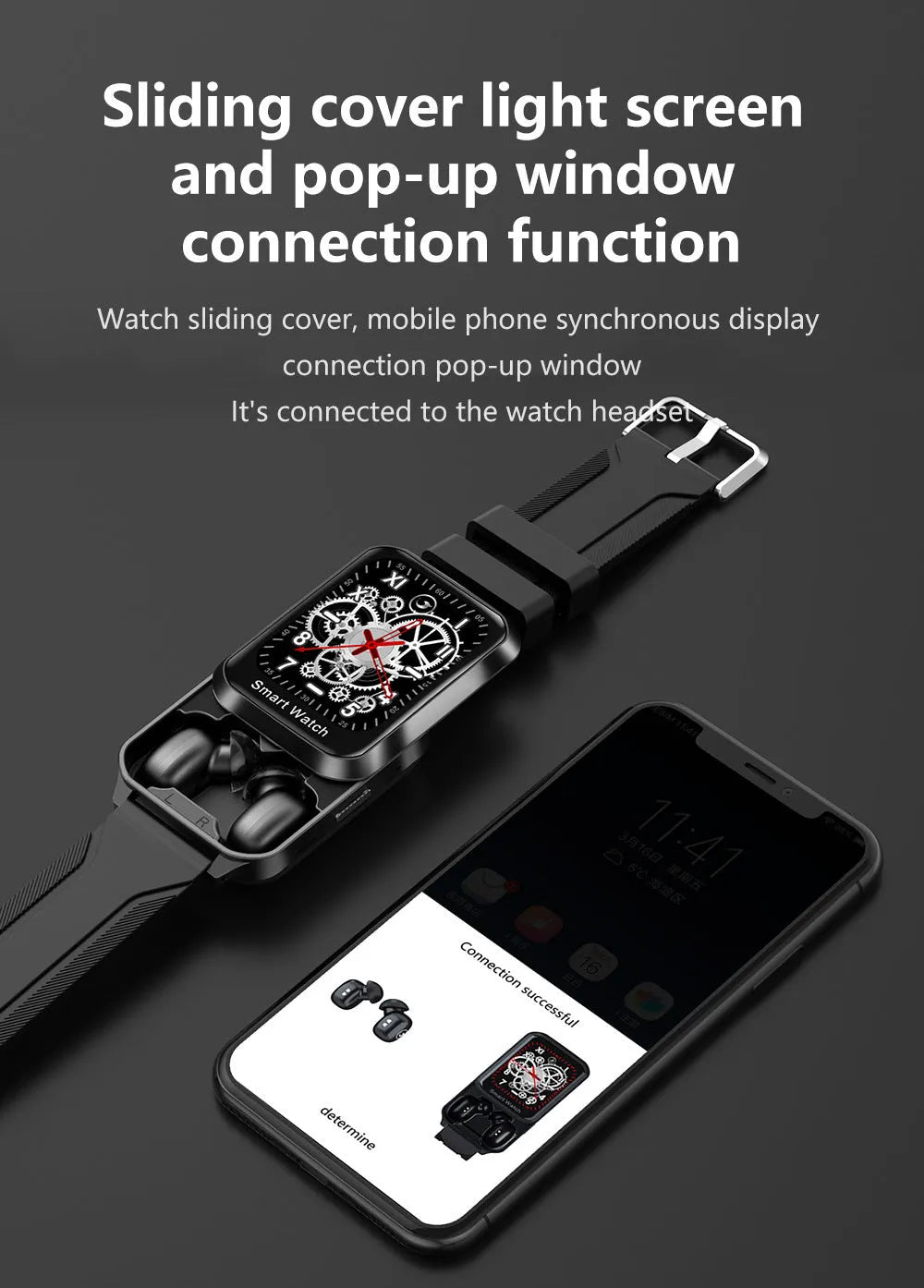 Black smart bracelet with 1.78-inch split screen display showing password lock screen interface