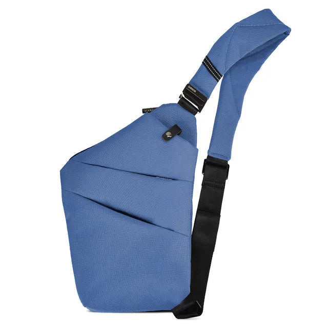 Canvas chest bag 31x20x1cm, 190g, one-shoulder crossbody with anti-radiation fabric inside, smoke black or silver grey