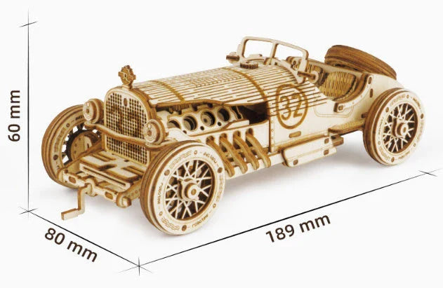 Premium model wooden train kit with 308 precision-cut wooden pieces for a rewarding DIY assembly project