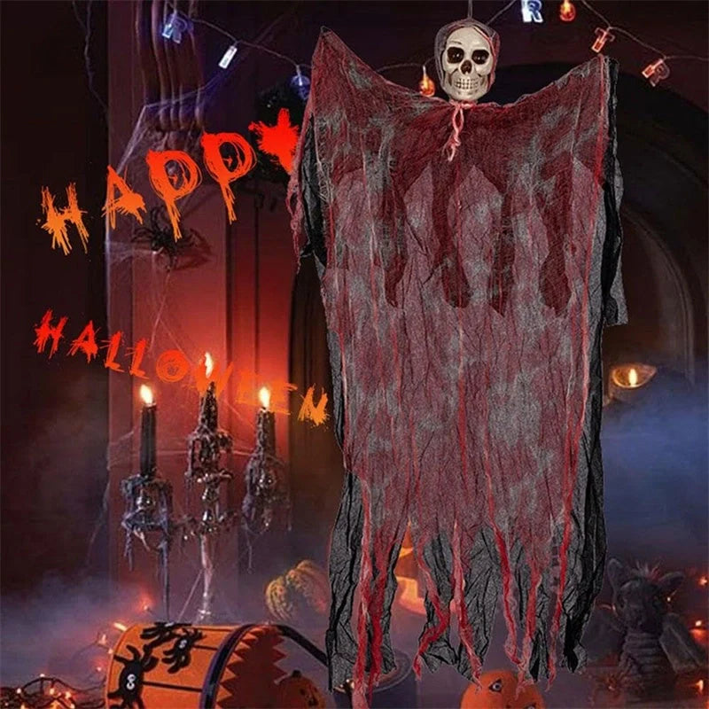 Halloween hanging ghost pendant with dyed blood effect for spooky decor