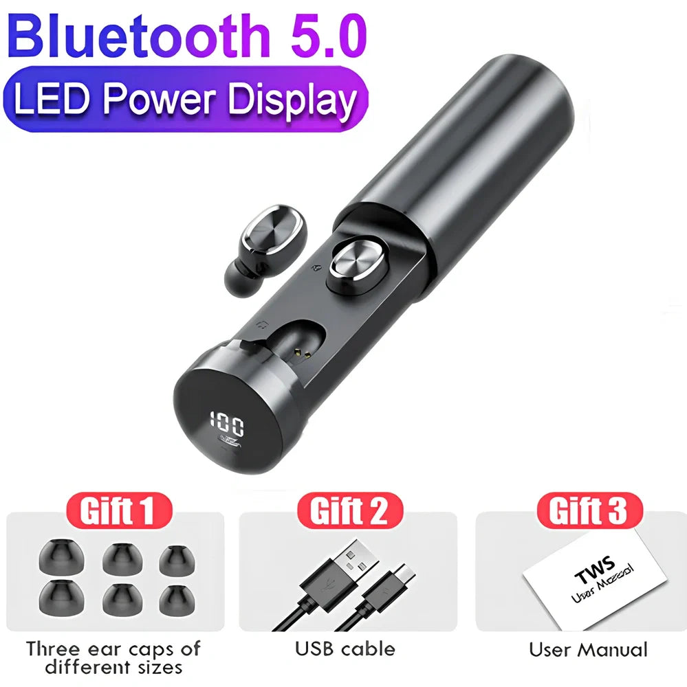 Mini portable pull-out Bluetooth headset in charging case with multiple colour options