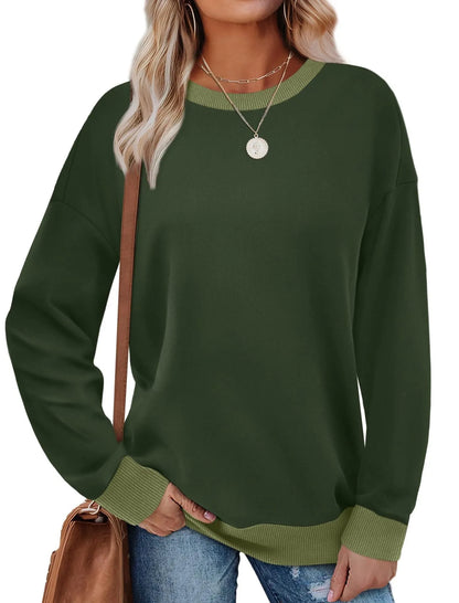 Loose fit striped long sleeve top for women on a hanger, shown in apricot colour.
