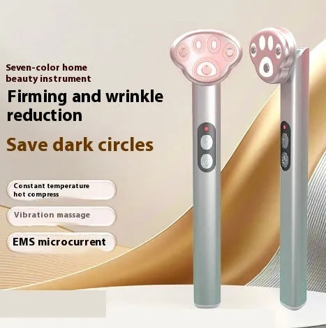 Cat's Paw Eye Beautification Instrument - Inductive Therapeutical Micro-current Vibration Eye Massager with 3 Gear Settings, Colour Light Function and Gradient Pink Design for Facial Massage Therapy