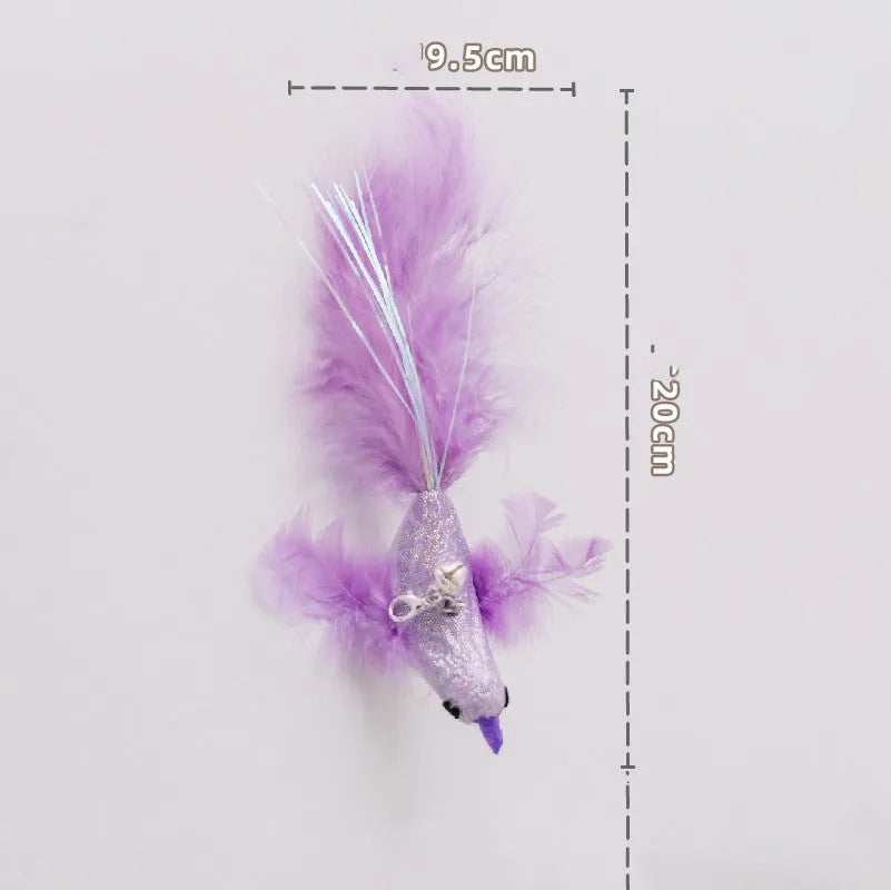 Detachable sucker cat stick with feather attachment, PVC rod and steel wire in picture colour