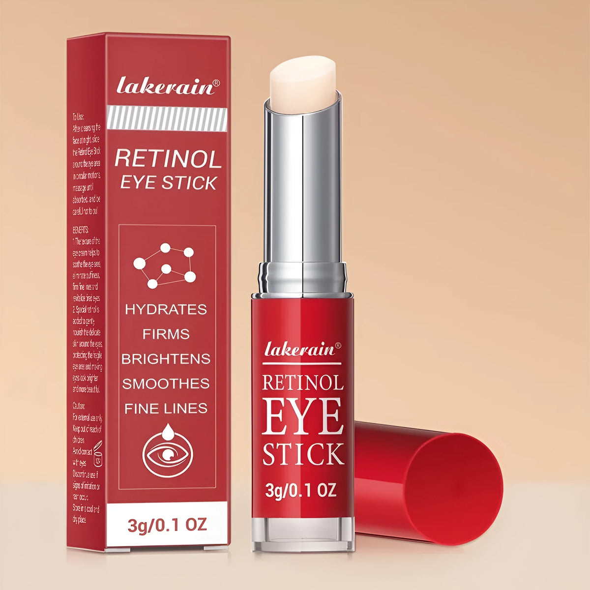 Retinol eye cream stick in packaging, net content 3g, for wrinkles and dark circles.