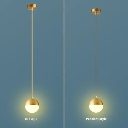 Nordic style hanging ceiling light with iron and glass build and 15cm gold hanging wire for bedroom or bedside use
