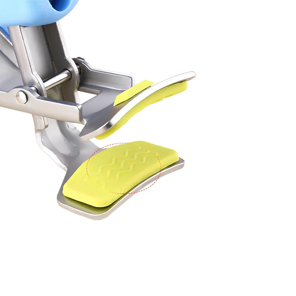 Stainless steel baking tray holder with widened handle and rubber-coated clamps