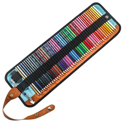 Wooden coloured pencil set with 50 colours in Grade 1 basswood barrels and wooden storage case