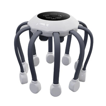 Soothing Octopus Head Massager with 14 independent massage heads and 5 customizable massage modes for targeted tension relief and relaxation