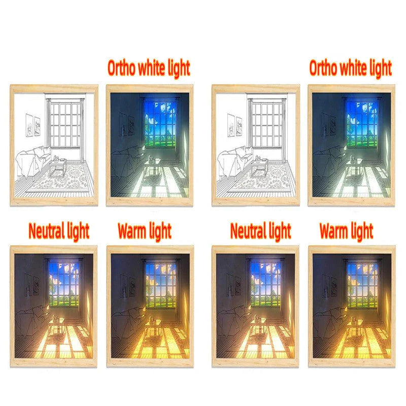 Customizable illuminated picture frame with adjustable LED lighting for home decor