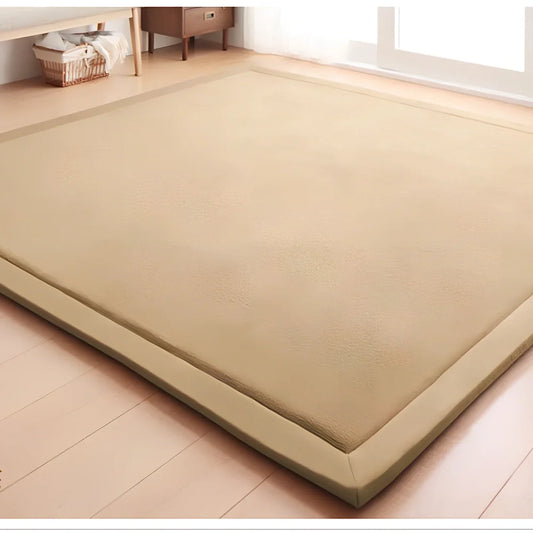 Thick coral velvet tatami crawling mat in rose pink, 120x200cm size with 3cm non-slip padding for baby safety