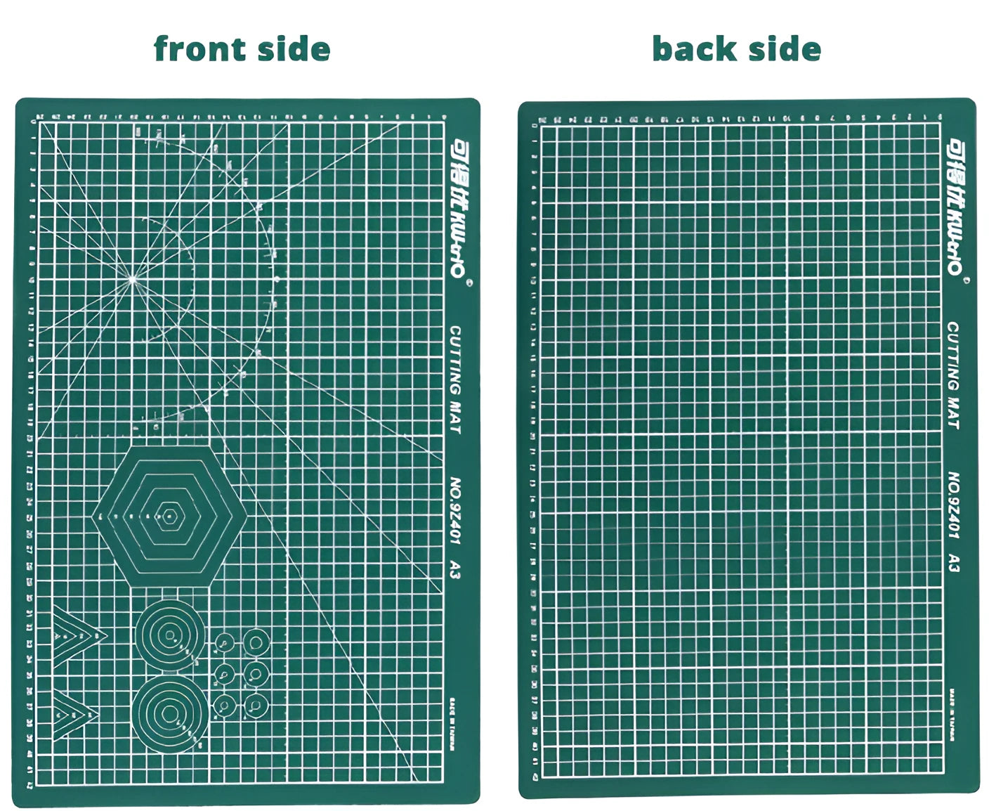 A3 self-healing cutting mat with green centimetre grid lines for precision cutting and drafting