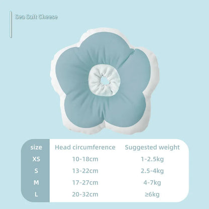 Adjustable cotton cat recovery collar with solar flower design in various colours