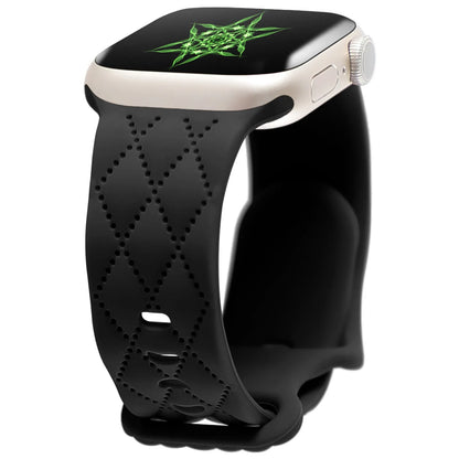 Silicone Apple Watch strap with butterfly buckle, shown in black, 38/40/41mm size