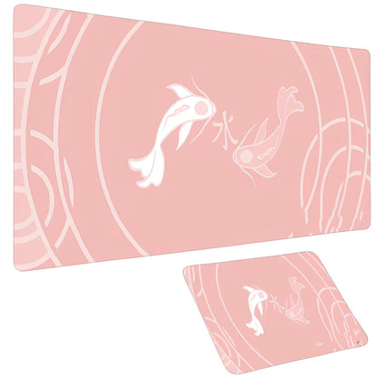 Big Anime Fish Mouse Pad in 900x400x3mm size with non-slip rubber base and vibrant heat transfer print