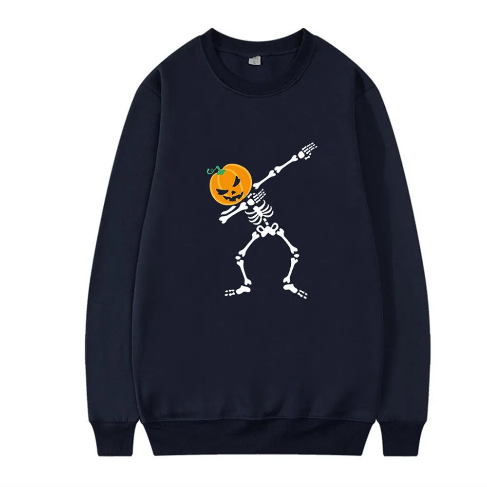 Women's printed crew neck long-sleeve top in cotton-polyester blend fabric for autumn and winter wear