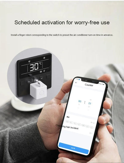 White intelligent Bluetooth finger robot, 34.5x34.5x46.5mm, 36g, Type-C rechargeable, 10N thrust, 12mm movement