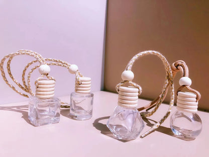 Car perfume pendant fragrance with glass bottle in four style options