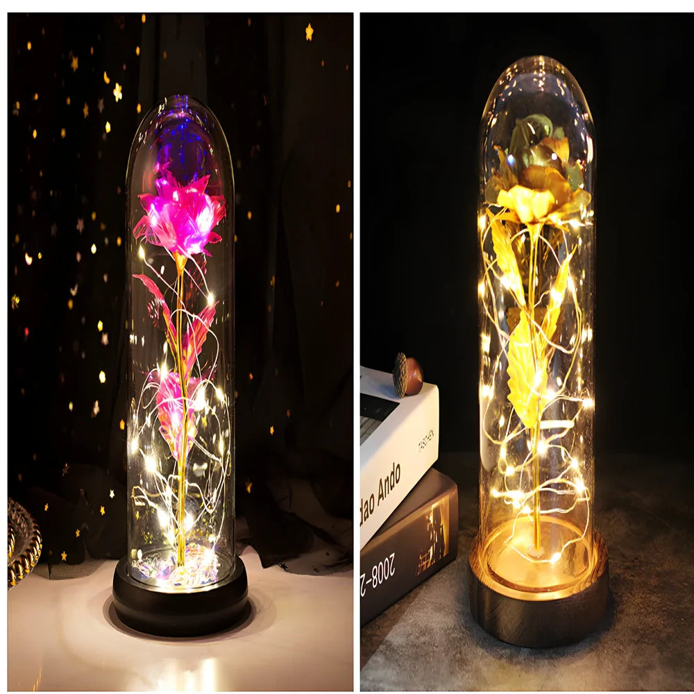 Little Prince Rose Glass Cover with 20cm diameter dome protecting plastic flower arrangement