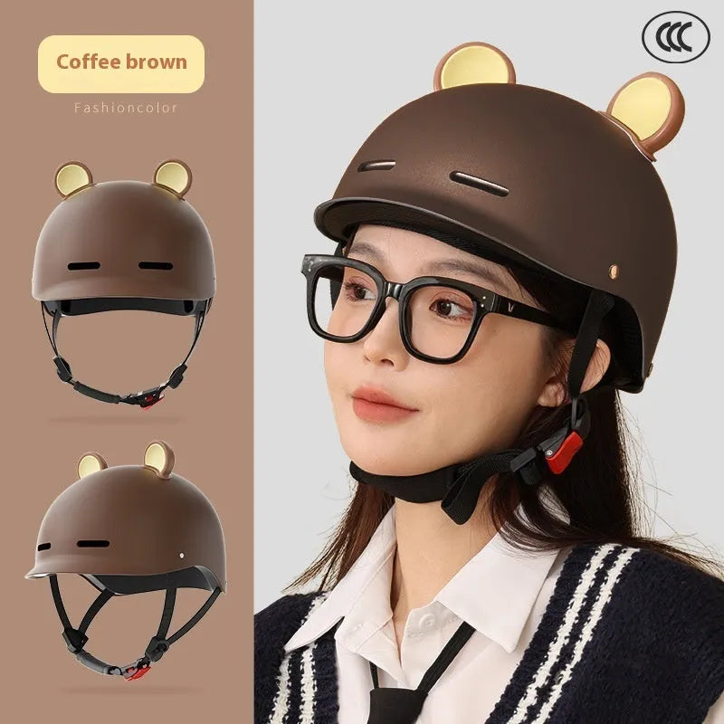3C certification electric bicycle helmet in ABS plastic available in seven colour options including mocha and cherry pink