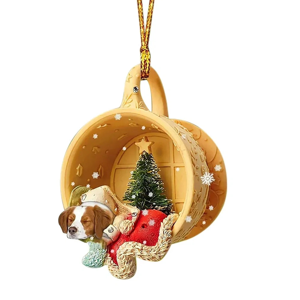 8cm clear acrylic sausage dog hanging ornament in colour variant 1, simple commemorative dachshund design for home decor