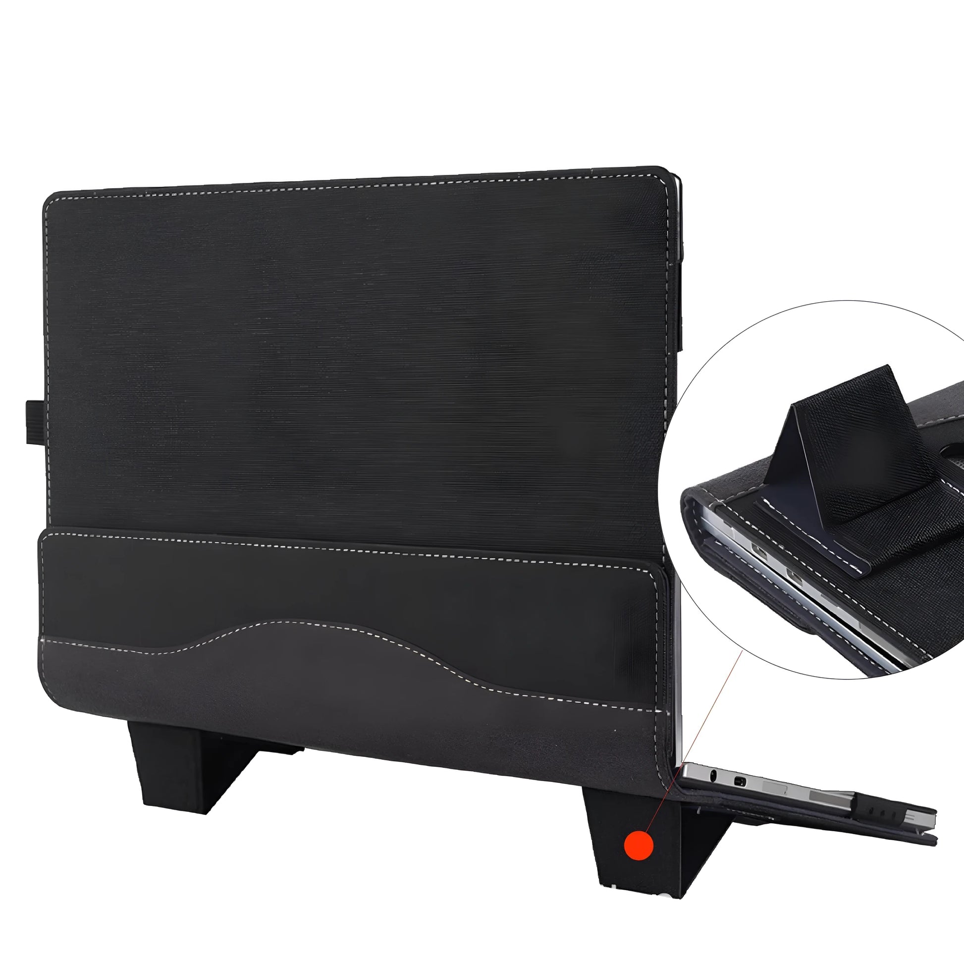 Black imitation leather protective sleeve for Microsoft Surface Laptop 6 with creative Chinese-style bracket design