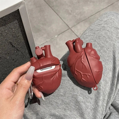 3D Heart Style Silicone Case for AirPods Pro and 3rd Generation in wine red and ivory white