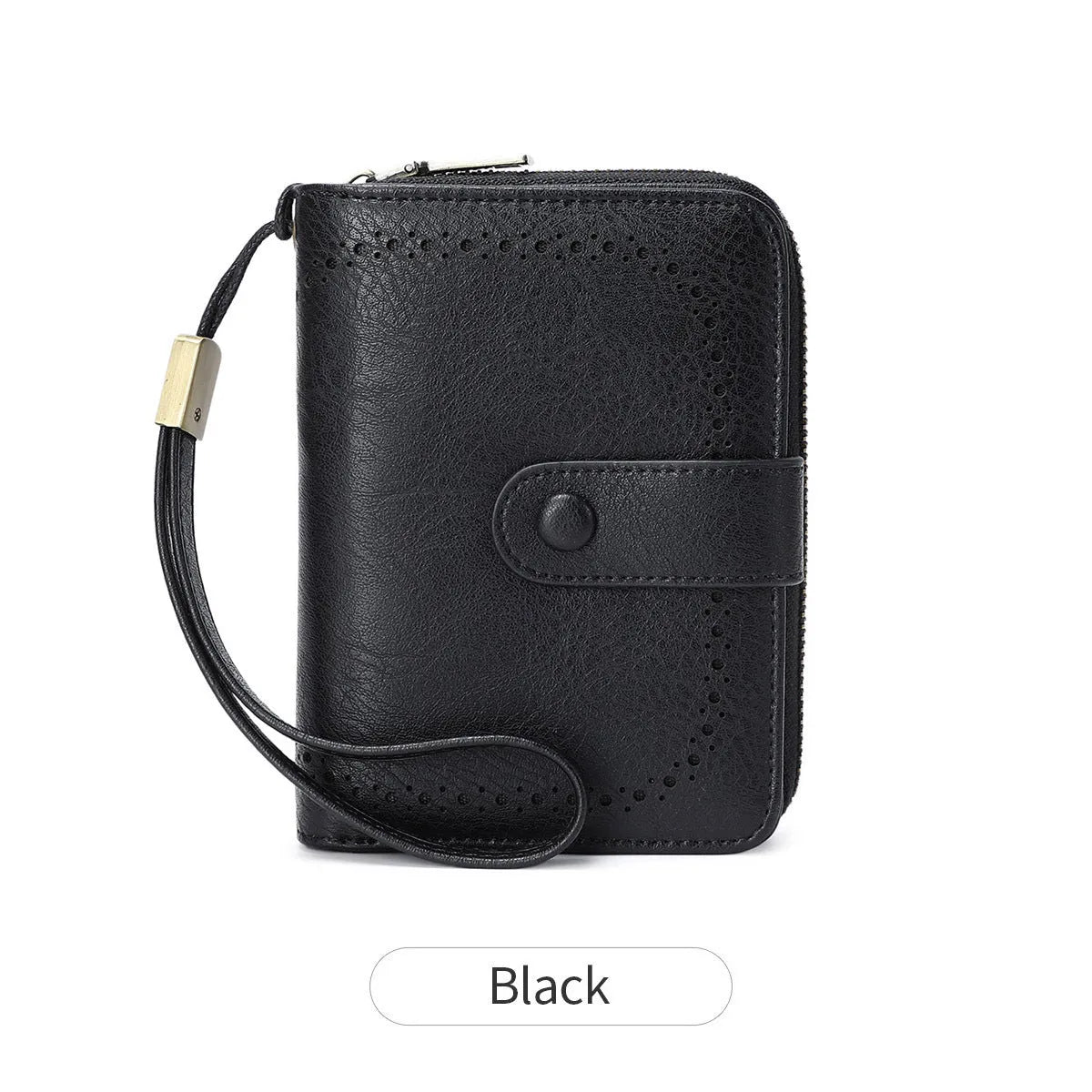 Small leopard print wallet with zipper closure showing stitching details