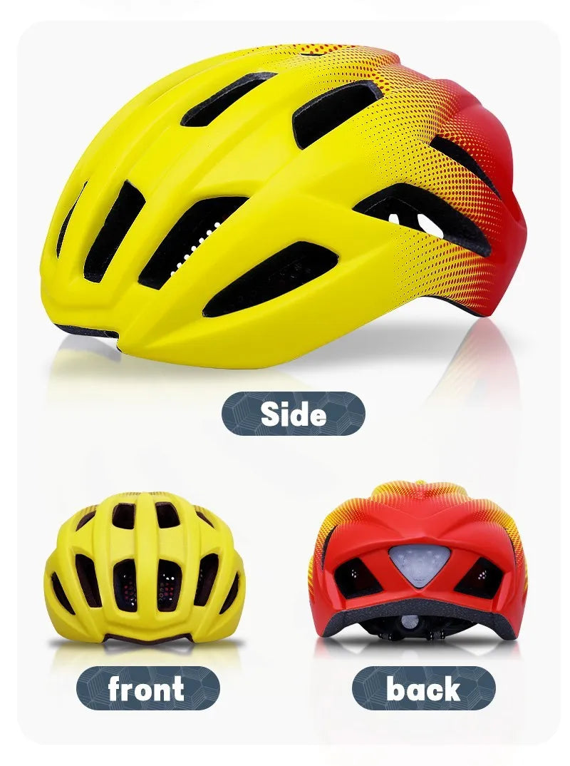 Orange cycling helmet with ventilation holes for mountain and road biking