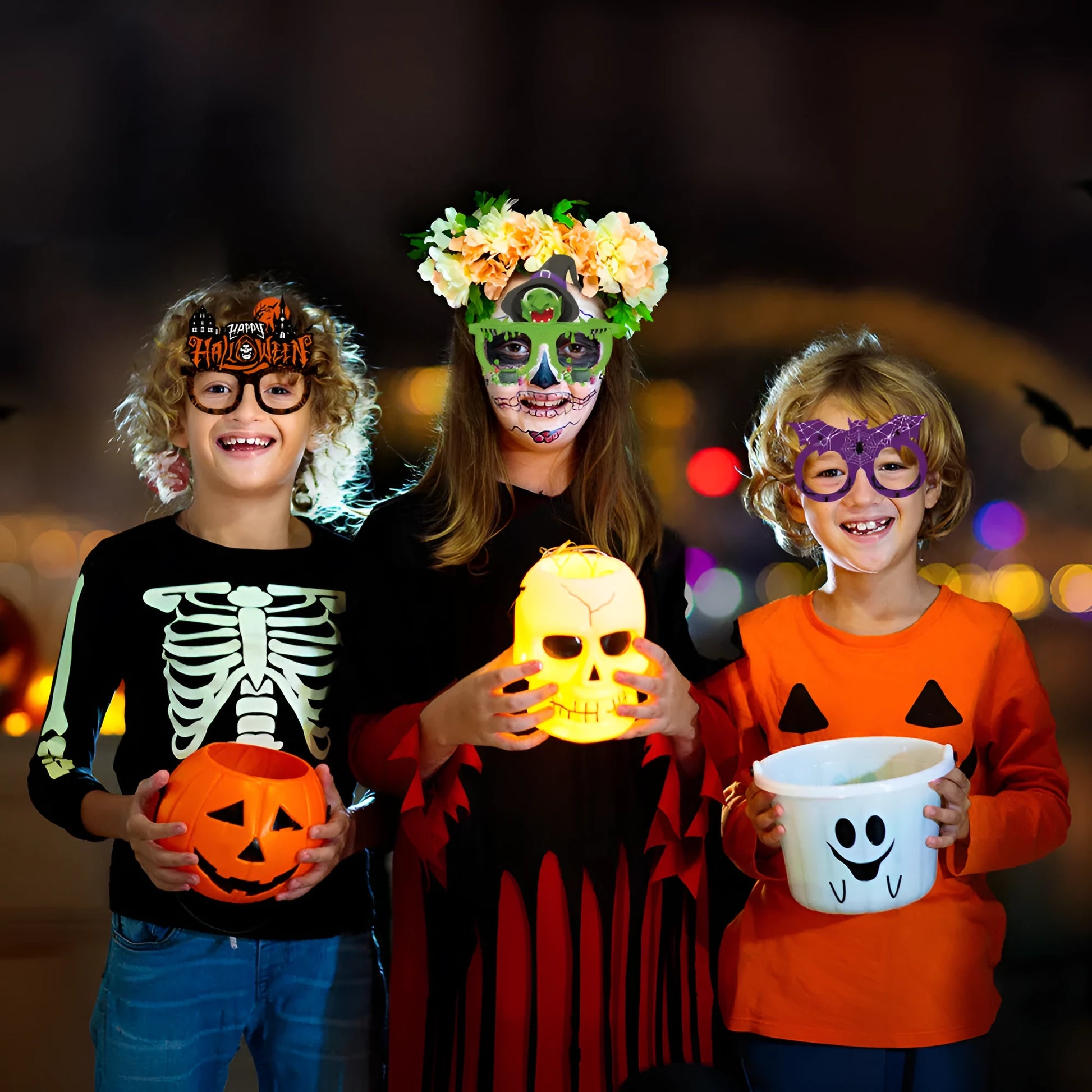 Halloween paper glasses decorations in multiple style options for photo props and party scene decoration