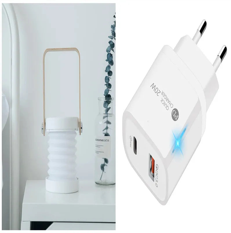 Foldable touch dimmable LED night light showing table lamp and lantern configurations