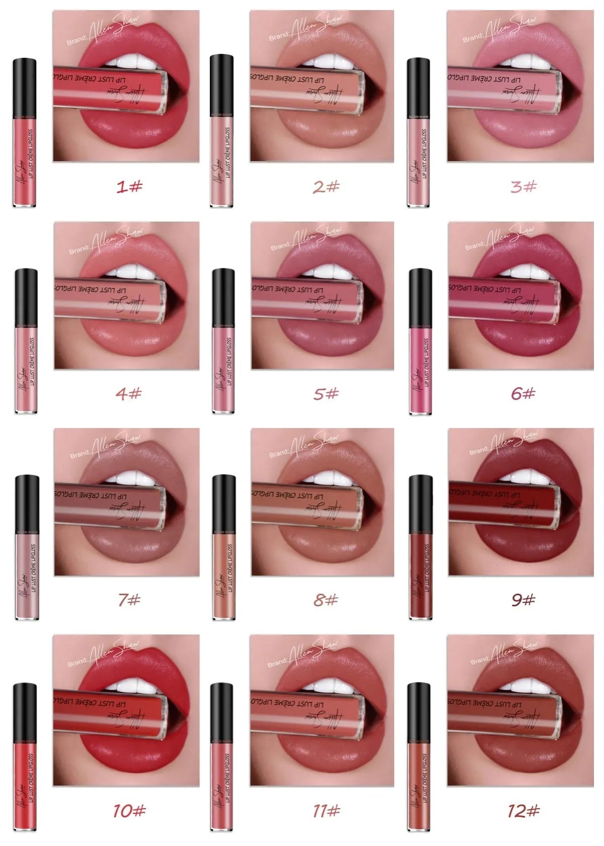 Silky cream texture mineral lip gloss in various colour shades