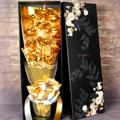 24K golden foil rose bundle in red, 9 stems, 30 cm tall for Valentine's gifting and home decor
