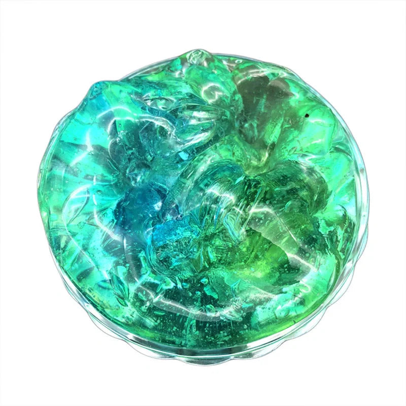 Color Matching Gradient Multicolor Crystal Mud Slime in a plastic box